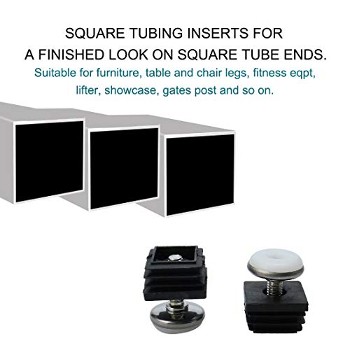 uxcell Leveling Feet 25 x 25mm Square Tube Inserts Kit Furniture Glide Adjustable Leveler for Table Desk Leg 8 Sets