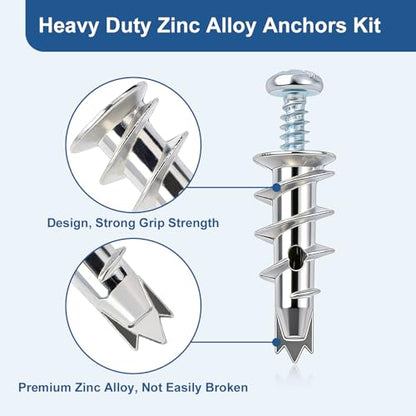 116 Pcs Metal Drywall Anchors Zinc Self-Drilling Screws Kit
