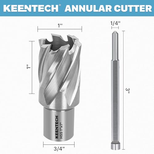 KEENTECH M2AL HSS Annular Cutter,1 Inch Diameter x 1 Inch Depth, - size: 1" dia, style: 1" depth