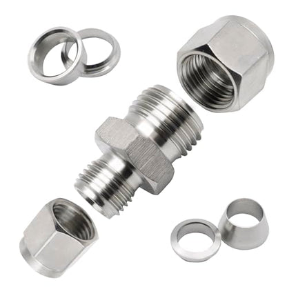 Stainless Steel 304 Compression Tube Fitting Reducing Union with Double Ferrule 3mm OD x 8mm OD Straight Connector, Pack of 2 - size: 3mmx8mm OD