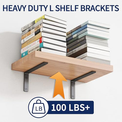 LSK 6PCS Shelf Bracket, L 8"×H 5", 5mm Thick Heavy Duty L Bracket, Black - color: Black, size: 8x5 inch (heavy duty)