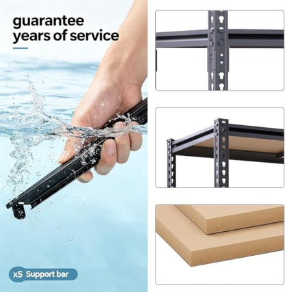 48" W Garage Shelving Heavy Duty, 5-Tier Adjustable Metal Storage Shelves - size: 72"H × 48"W × 24"D