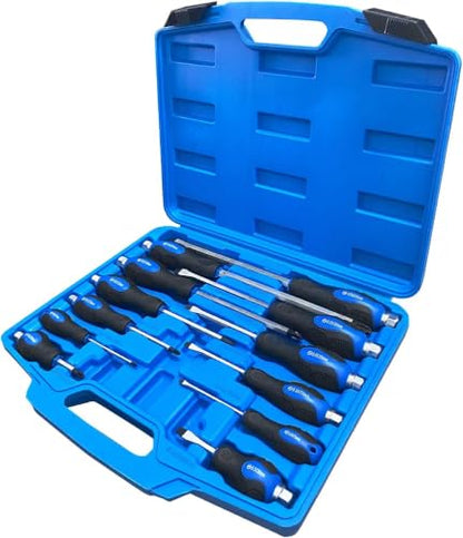 ROTATION 12pc Magnetic Screwdriver Set, with Go-Thru Steel Blades - color: Black