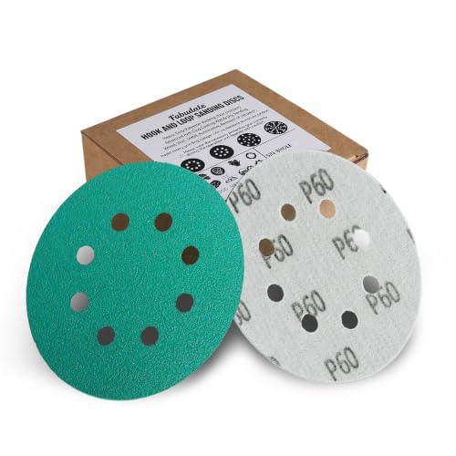 5 Inch 8 Hole 60 Grit Hook&Loop Wet/Dry Heavy-Duty Sanding Discs 50PK - size: 60 Grit