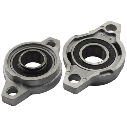 2Pcs Pillow Block Bearing, KFL002 15mm/0.59" Mounted Zinc Alloy Self Aligning Pillow Block Flange Bearing - style: 15mm/0.59"