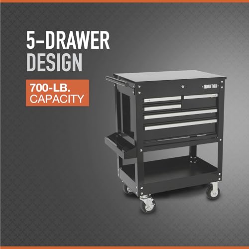 Ironton 30in. 5-Drawer Mechanic's Tool Cart, 700-Lb. Capacity - size: 5 Drawer