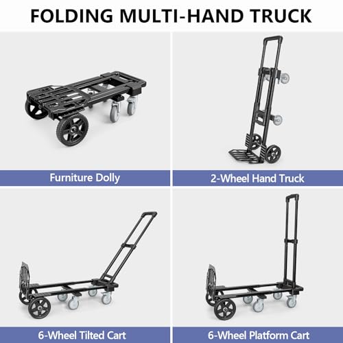 KEDSUM 3-in-1 Convertible Dolly Cart, 600LB Hand Truck with 6 Wheels - size: 600LBS-6 Wheels