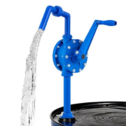 OMT 55 Gallon Drum Pump, Hand Water Pump Fits 5 to 55 Gallon Drums - color: Blue Rotary Action Reinforced PP Pump