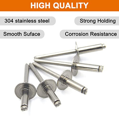 ISPINNER 30pcs 3/16" x 5/8" Stainless Steel Large Flange Blind Rivets, 4.8 x 16mm Pop Rivets - size: 3/16" x 5/8"