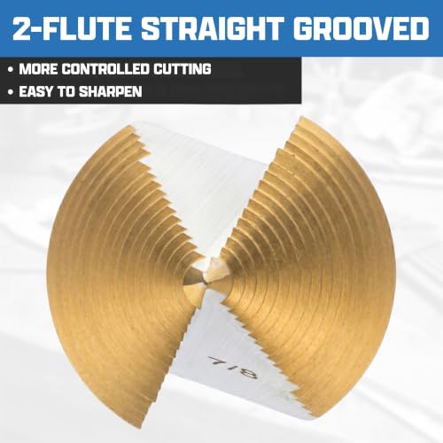 NEIKO 10626A Step Drill Bit, 2 Steps 7/8" to 1-1/8" Straight High Speed Steel, Titanium Nitride Coated, 3/8" Tri-Flat Step Bits for Steel, Metal, Wood, Plastic, Unibit Cone Drill Bits, Two Flute - size: #9 (7/8 - 1-1/8", 2S), style: Straight