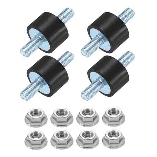uxcell 4Pcs M5 x 10mm Rubber Mounts, 10 x 15mm Cylindrical Anti Vibration Isolator Studs Shock Absorber Double Studs with Nuts for Car Bobbin Generator Air Compressors - size: M5 x 10mm, 10 x 15mm