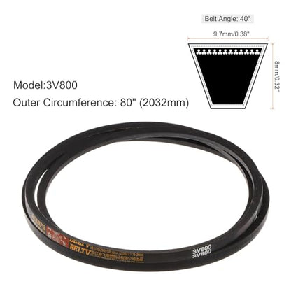 uxcell 3V800 Rubber V Belt 80" Length x 0.38" Width x 0.31" Thick, Industrial Power Transmission Belt - size: 80" Length