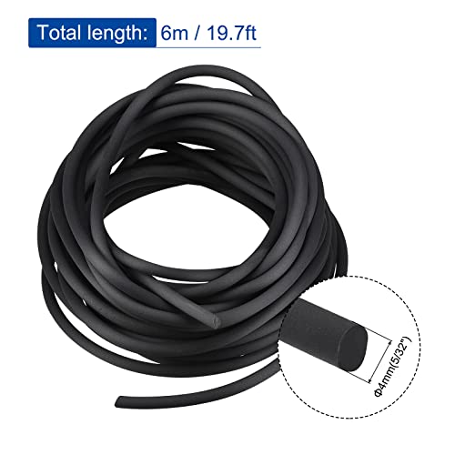 MECCANIXITY Solid Rubber Cord Tubing 19.7ft 4mm Dia Matte Black Rubber Tube for DIY Craft Beading Necklaces Bracelet - size: 19.7ft