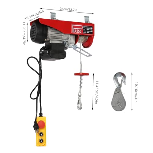 Electric Hoist, Electric Winch, Steel Electric Lift, 110V Electric Hoist with Remote Control and Single/Double Slings for Lifting in Factories, Warehouses, Construction Site (250kg/551lbs) - size: 250kg/551lbs