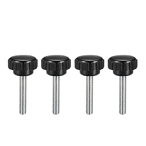 uxcell 4pcs Knurled Clamping Knobs M5 x 30mm Metric Zinc Plated Carbon Steel Male Thread Thumb Screw on Type 21mm Plastic Round Head Threaded Hand Bolt Stud Knobs Black - size: M5 x 30mm x 21mm