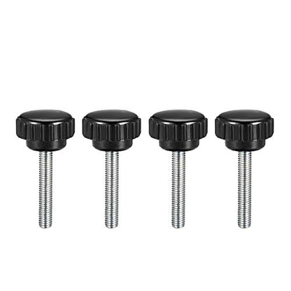 uxcell 4pcs Knurled Clamping Knobs M5 x 30mm Metric Zinc Plated Carbon Steel Male Thread Thumb Screw on Type 21mm Plastic Round Head Threaded Hand Bolt Stud Knobs Black - size: M5 x 30mm x 21mm
