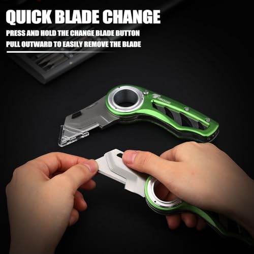 Tondiamo 2 Pcs Folding Pocket Utility Knife Box Cutter, Green - color: Green