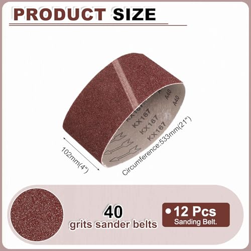 HARFINGTON 4 x 21 Inch Sanding Belts, 12 Pcs 40 Grits Aluminum Oxide Abrasive Belt Sander File Belt for Woodworking, Metal Polishing, Knife Sharpener - size: 4 x 21 Inch(40 Grit)