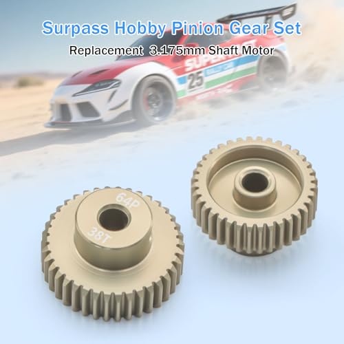 Surpass Hobby 64DP Pinion Gear 3.175mm 36T 37T 38T 39T 40T Motor Gears for 1/10 RC Car Brushed Brushless Motor Parts - size: 36T 37T 38T 39T 40T