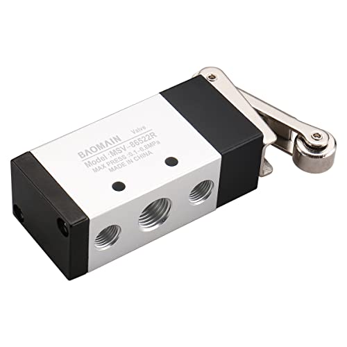 Baomain Roller Type Solenoid Air Mechanical Valve MSV-86522R 2 Position 5 Way 1/4" PT - size: Roller Lever (3-Way)