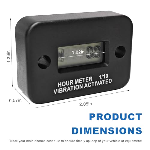 Vibration Hour Meter, Waterproof Digital LCD Hour Gauge Maintenance Reminder, Tiny Vibration Activated Time Counter for Motorcycle Generator Compressor, Motorcycle Accessories
