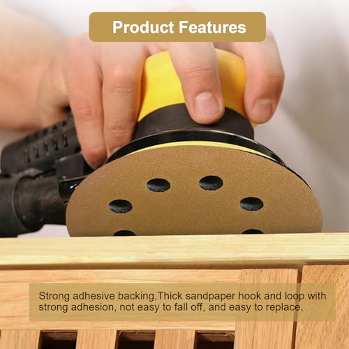 5-Inch Orbital Sander Discs, 8-Hole Pattern, 100-Pack, Hook and Loop Sandpaper for DA Sanders, Paint and Wood Finishing (60 Grit-100 PCS) - style: 60 Grit-100 PCS