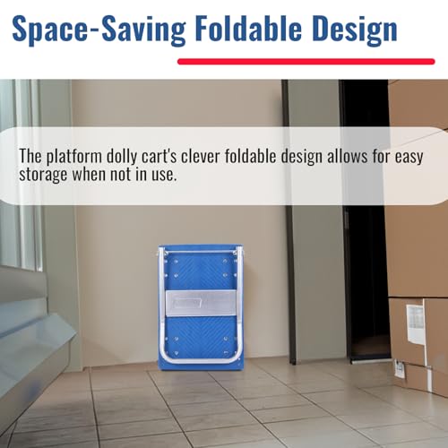380lbs Small Flatbed Cart, Foldable Platform Truck Dolly with Swivel Wheels,Heavy Duty Moving Platform Hand Truck, Push Cart Platform Dolly Cart for Groceries, Warehouse(27.17" x 18.39" Blue) - style: 380 LBS