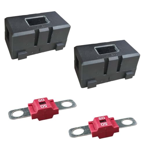2PCS AMI/Midi Fuse Holders with 50A Fuses, High Current Fuse Holder with Cover, Automotive Fuse Holder, and Bolt-On Fuses for Cars, Buses, Caravans, Trucks, Construction Vehicles (50A) - style: 50A