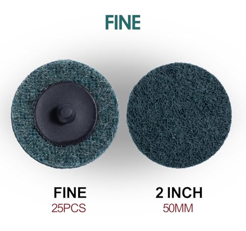 25 PCS Sanding Discs 2 Inch Quick Change Disc with 1/4" Shank Holder Snap-On Grinding Disc for Die Grinder Sanding Disc Fine Surface Conditioning Discs for Burr Finish Rust Paint Removal - style: 25PCS Fine