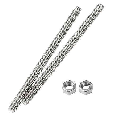 M8 x 350mm Fully Threaded Rod & Studs, 304 Stainless Steel Right Hand Threads Rods, M8-1.25 Thread Pitch for Anchor Bolts, Clamps, Hangers and U-Bolts 2 Pack【with Nuts】 - size: 14-Inch