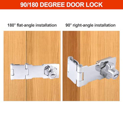 KIBBEH 2 Pack Door Lock Hasp Latches for 90/180 Degree Doors - color: Silver