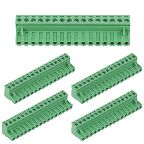 5Pcs 16 Pin 5.08mm PCB Screw Terminal Block, Pluggable Connector - size: 5pcs 16P 5.08mm