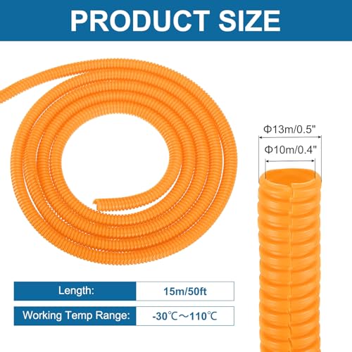 MECCANIXITY 3/8" 50ft Split Wire Loom Tubing w/Installation Tool Orange - color: Orange, size: 3/8 Inch 50ft