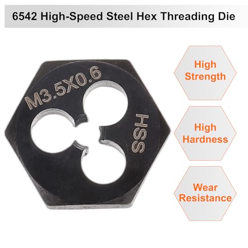 HARFINGTON Hex Threading Die M3.5 x 0.6 Metric Thread Right Hand High Speed Steel Rethreading Fixed Die Screw Cutting Tapping Repair Tool - size: M3.5 x 0.6