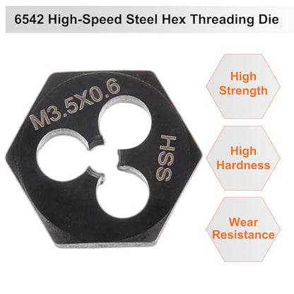 HARFINGTON Hex Threading Die M3.5 x 0.6 Metric Thread Right Hand High Speed Steel Rethreading Fixed Die Screw Cutting Tapping Repair Tool - size: M3.5 x 0.6