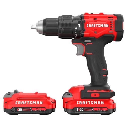 CRAFTSMAN 20V MAX 1/2 Cordless Hammer Drill, Includes 2 Batteries (2 Ah), Charger and Double Ended Bit, Longer Runtime Power Hammer Drill with LED Light (CMCD712D2) - style: NEW 20V MAX Hammer Drill Kit