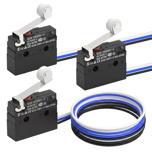3 Pack IP67 Waterproof Micro Switch, UL Recognized Component - size: WS1-Roller Lever