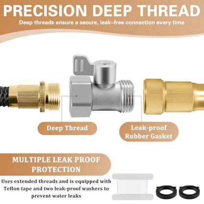 304 Stainless Steel Garden Hose Shut Off Valve, 2 Pack 3/4" GHT Garden Hose Ball Valve, Heavy Duty Hose Connector Water Shut Off Valve Hose Shutoff Valve