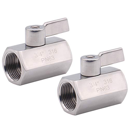 DERNORD 3/4 Inch NPT Ball Valve Female&Female with Stainless Steel Handle (Pack of 2) - size: 3/4 Inch, style: Pack of 2