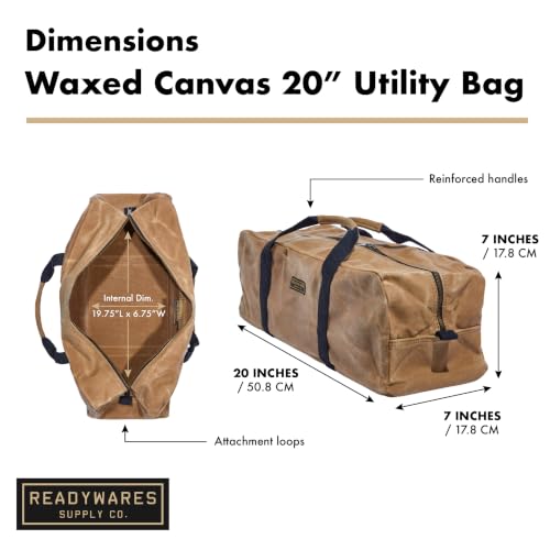 Readywares 20" Utility Bag | Waxed Canvas Large Heavy Duty Tool Bag - size: 20" Utility Bag