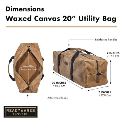 Readywares 20" Utility Bag | Waxed Canvas Large Heavy Duty Tool Bag - size: 20" Utility Bag