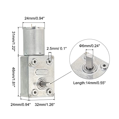 MECCANIXITY DC 6V 30RPM Turbo Worm Geared Motor 6mm D Shaft High Torque Gear Box Reduction Electric Motor - size: 30RPM, style: DC 6V
