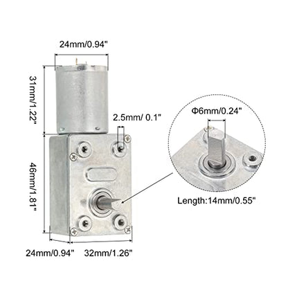 MECCANIXITY DC 6V 68RPM Turbo Worm Geared Motor 6mm D Shaft High Torque Gear Box Reduction Electric Motor - size: 68RPM, style: DC 6V