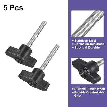 uxcell 5Pcs Clamping Screw Knob, M5 x 45mm Metric 304 Stainless Steel T Shaped Thumb Screws Handle for Quick Remove Hand Tightening Knob Replacement - size: M5 x 45mm
