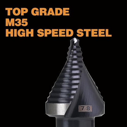 7/8" Single Size M35 Step Drill Bit Unibit for Hole Drilling - size: Single Size 7/8" (2 Flutes)