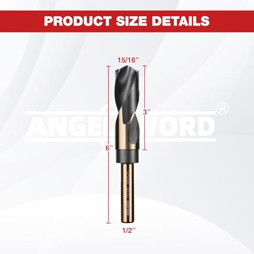 ANGELSWORD 15/16" Reduced Shank Drill Bit for Hard Wood, Mild Steel, Metal - size: C. 15/16 inch