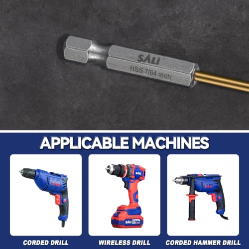 SALI Cobalt Drill Bit Set,10 Pack 1/4 Inch High Speed Steel Hex Shank Jobber Drill Bits, for Hardwood, Aluminum,Metal,Copper,Alloyed Steel - size: 1/4 in