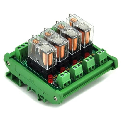 Electronics-Salon DIN Rail Mount AC/DC 24V Control 4 SPDT 16Amp Pluggable Power Relay Module, G2R-1-E - style: 4 Channel 24V