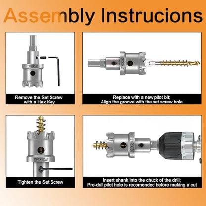 2-Pack 2-1/8" TCT Hole Saws for Hard Metal, Heavy Duty 54mm Tungsten Carbide Tipped Hole Cutters Set with Spring-Loaded Pilot Drill Bits for Stainless Steel, Metal, Iron, and Plastic. - size: 2-1/8" (55mm) X 2Pcs