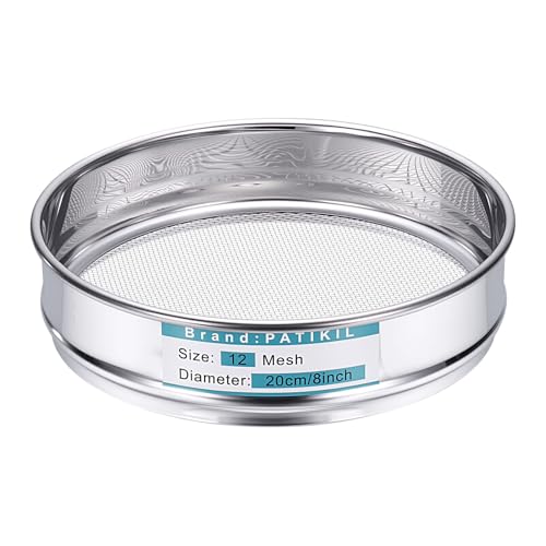 PATIKIL Lab Sieve 12 Mesh(1.6mm) 7.9"(20cm) Diameter Sifting Screen - size: 12 Mesh(1.6mm)/7.9"